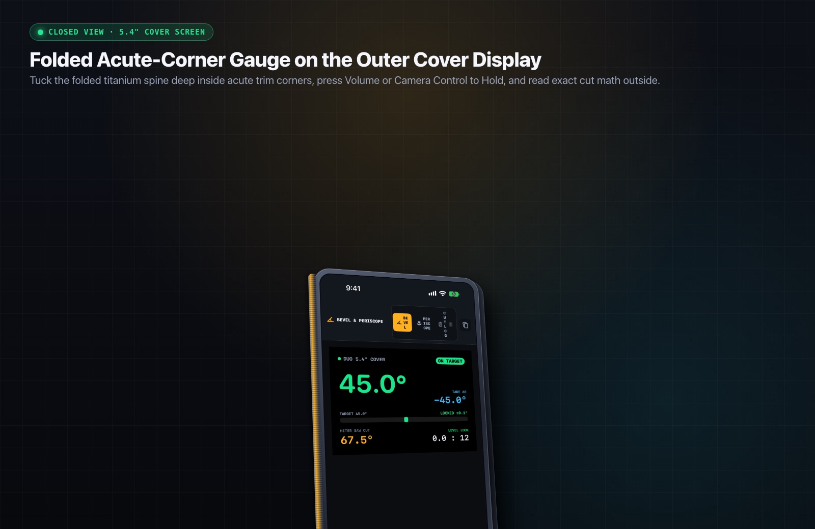 Closed View 5.4 inch cover readout screenshot