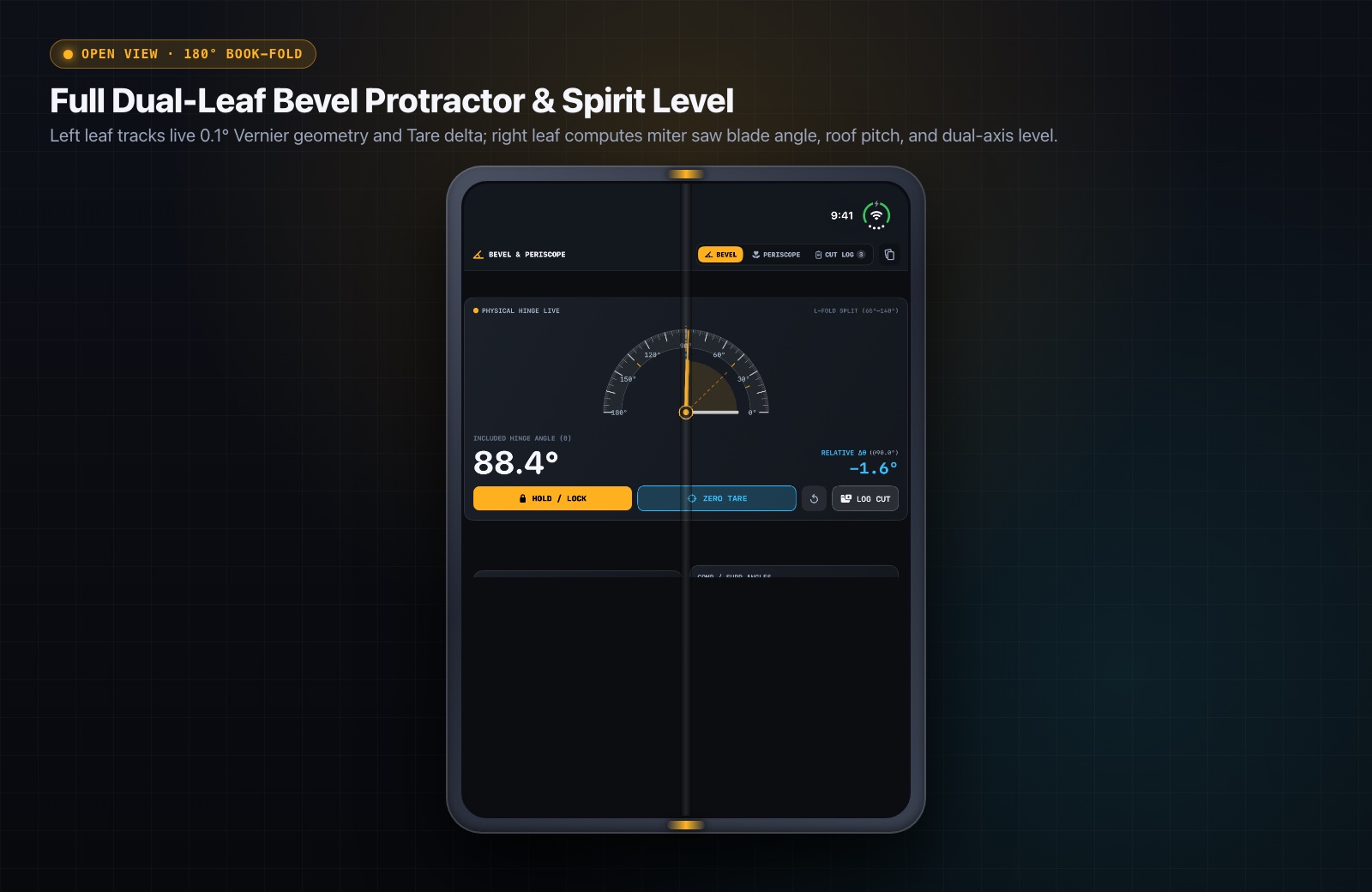 Open View 180 degree bevel protractor screenshot